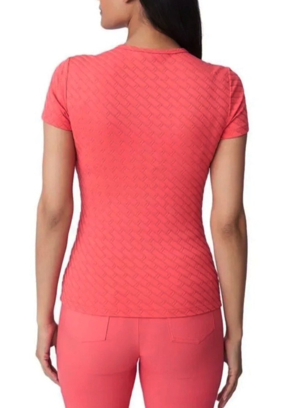 J. McLaughlin Coral Quilted Allie Short Sleeve Tee Medium Coastal Summer - Picture 5 of 8